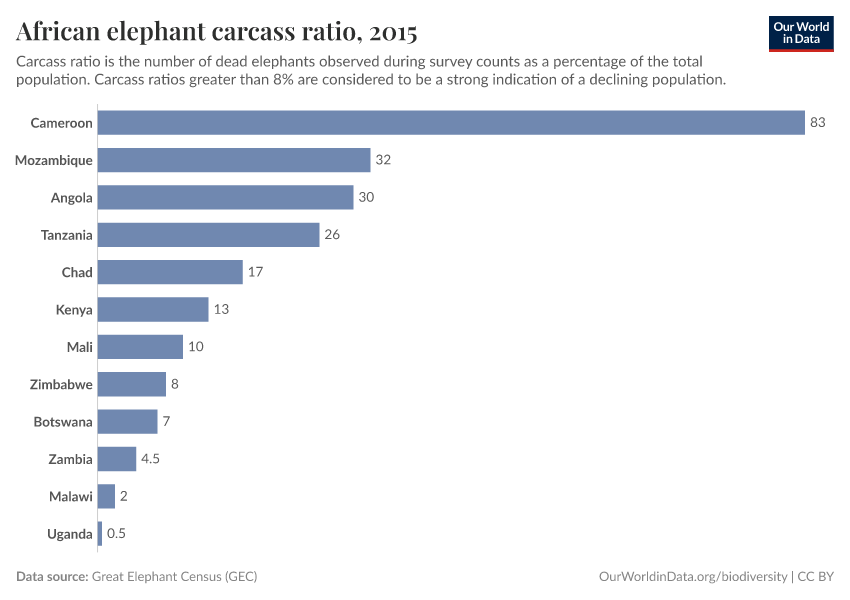 African elephant carcass ratio