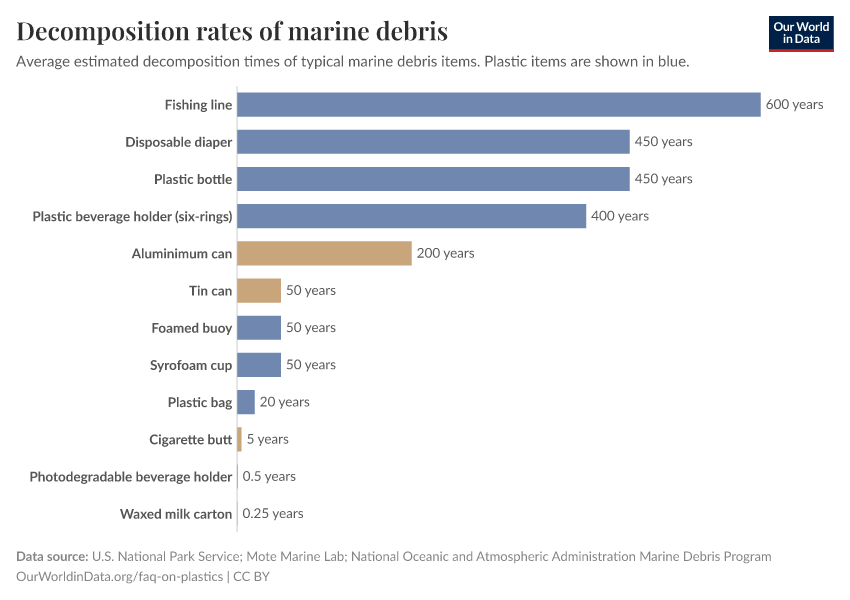 Decomposition rates of marine debris