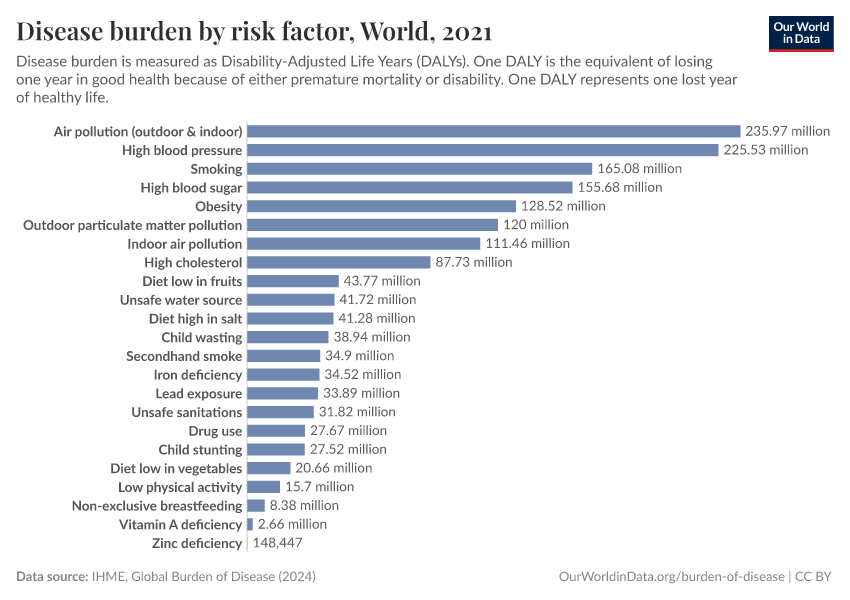 Disease burden by risk factor