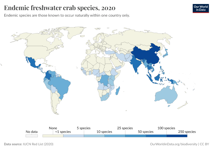 Endemic freshwater crab species