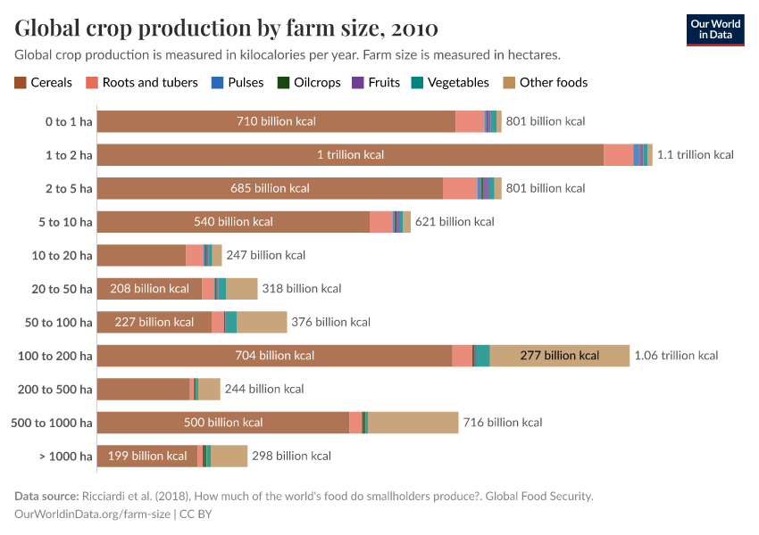 Global crop production by farm size