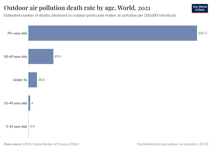 Outdoor air pollution death rate by age