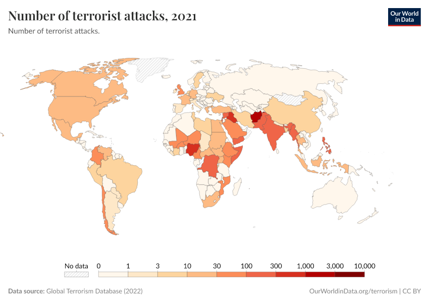 Number of terrorist attacks