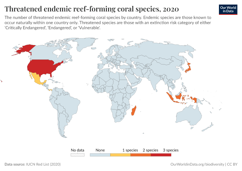 Threatened endemic reef-forming coral species